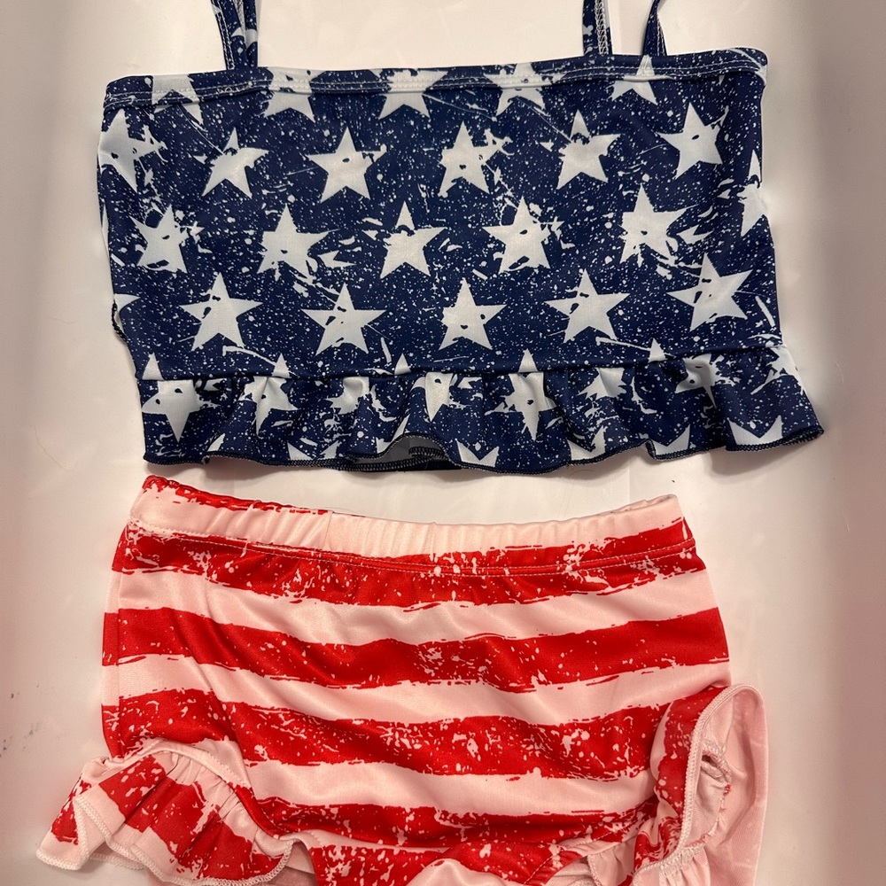Source Unknown Blue and White Bikini Swimwear